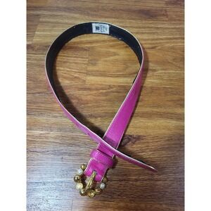 Vintage Ungaro Parallele Paris Hot Pink Leather Chunky Belt Size 75 Made In...